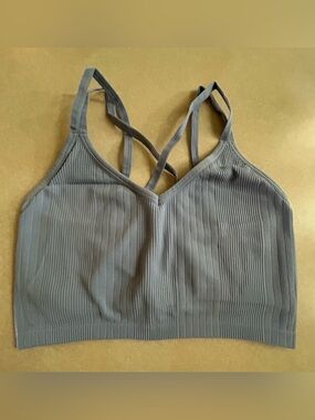 Aerie ribbed criss cross back bralette periwinkle small loungewear
